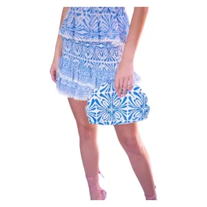 Quilted Clamshell Clutch In Blue Psychedelic