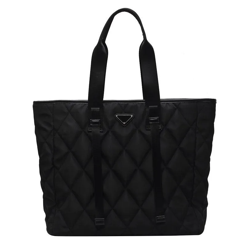 Quilted Diamond Style Nylon Casual Tote Bag