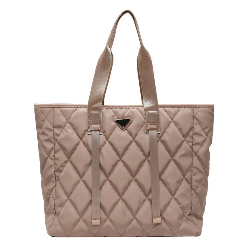 Quilted Diamond Style Nylon Casual Tote Bag