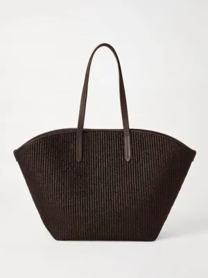 Raffia Panier Shopper Bag In Brown