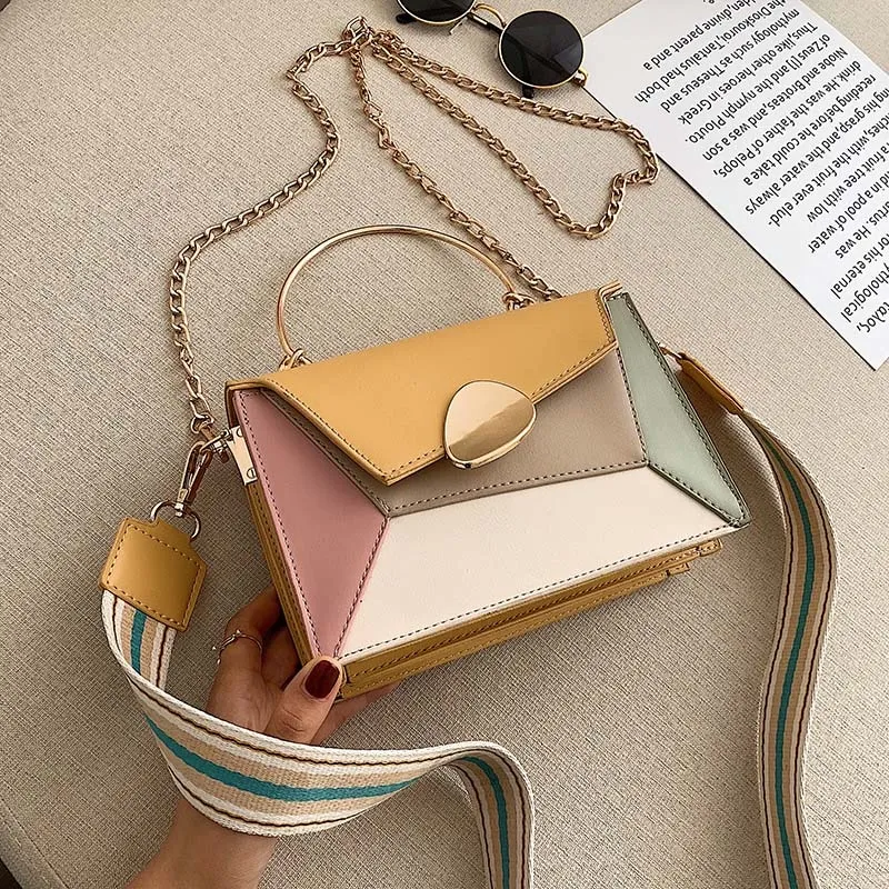 Rainbow Women's Handbag Leather Bags With Metal Handles