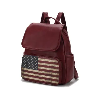Regina Printed Flag Vegan Leather Womens Backpack