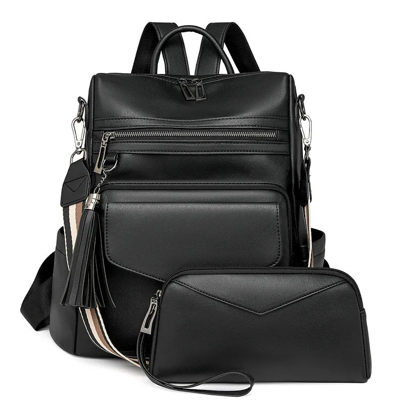 Retro Fashion Large Capacity PU Leather Women's Backpack