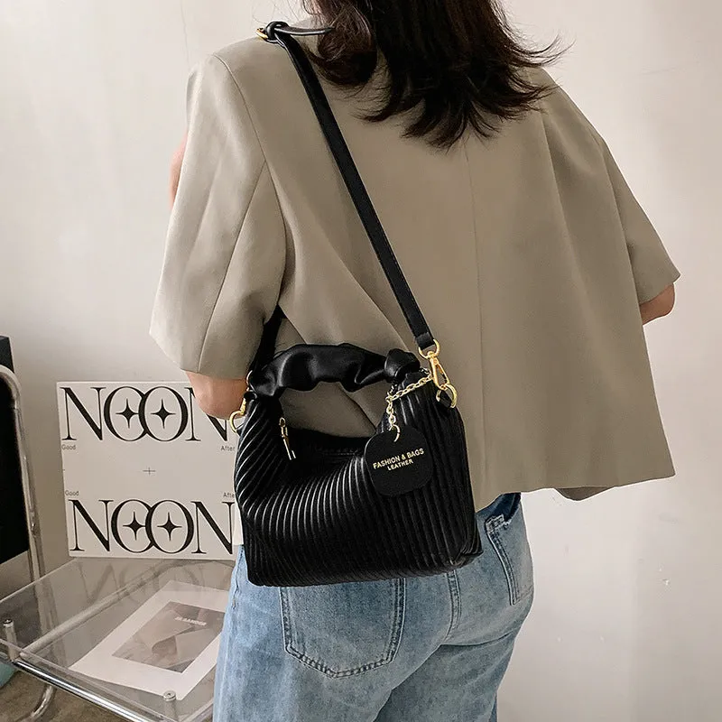 Retro Pleated  Small Square Shoulder Crossbody Bag