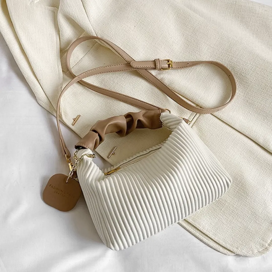 Retro Pleated  Small Square Shoulder Crossbody Bag