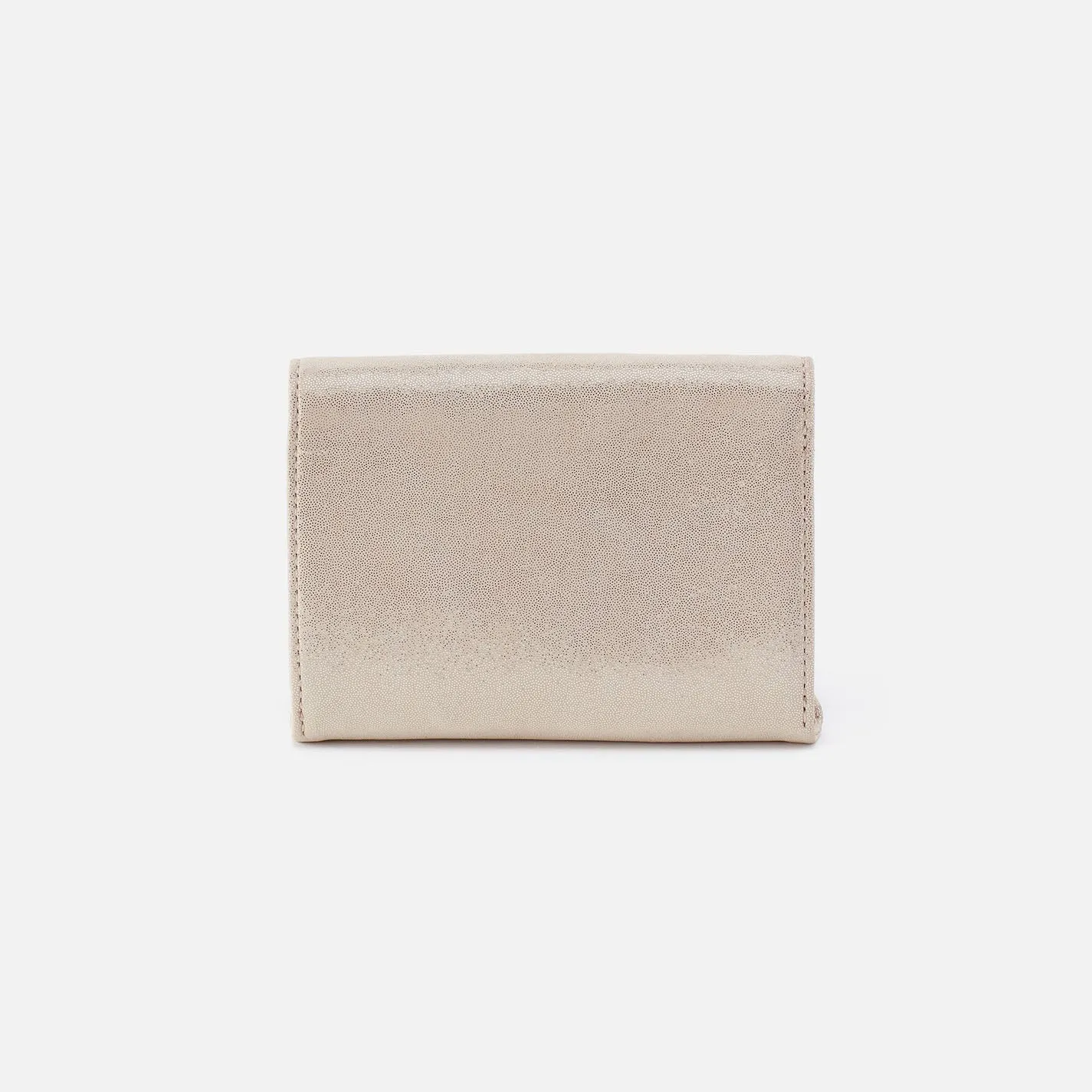 Robin Compact Wallet In Metallic Leather - Sand Shimmer