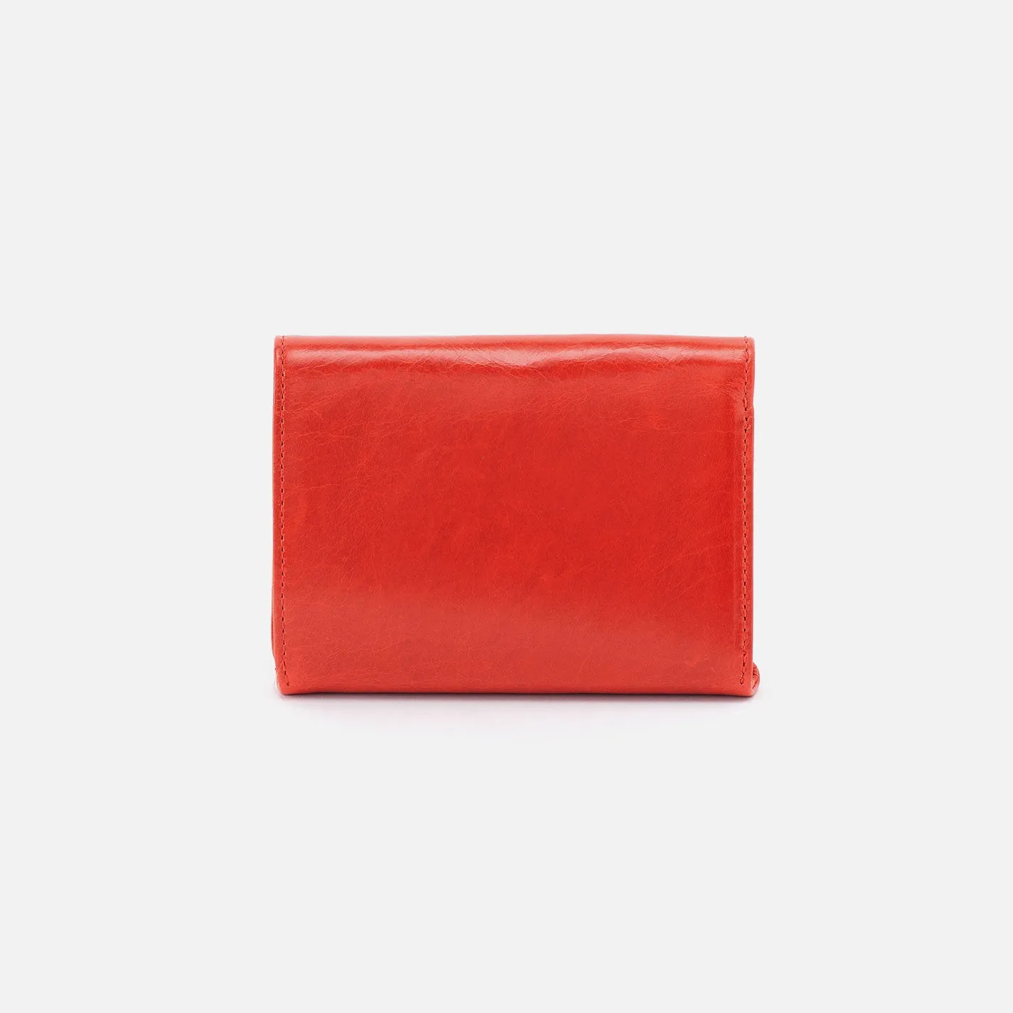 Robin Compact Wallet In Polished Leather - Grenadine