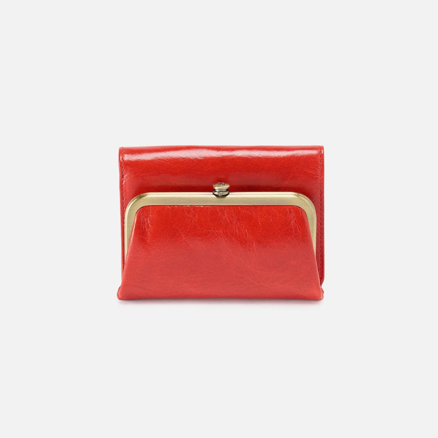 Robin Compact Wallet In Polished Leather - Grenadine