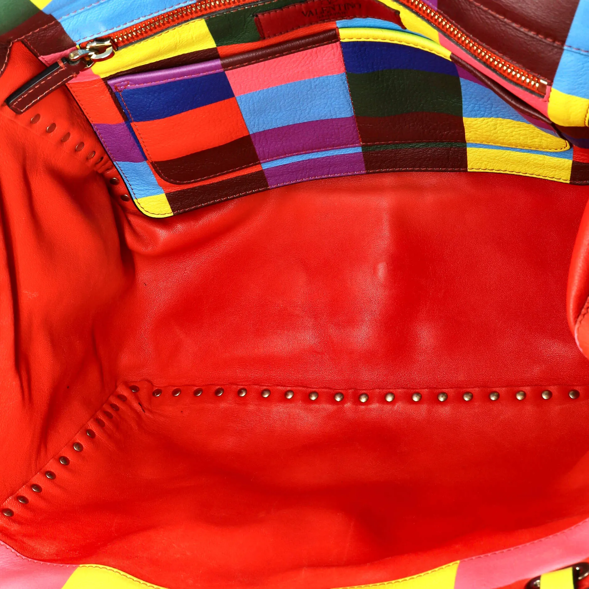 Rockstud 1973 Tote Striped Leather Medium