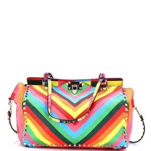 Rockstud 1973 Tote Striped Leather Medium