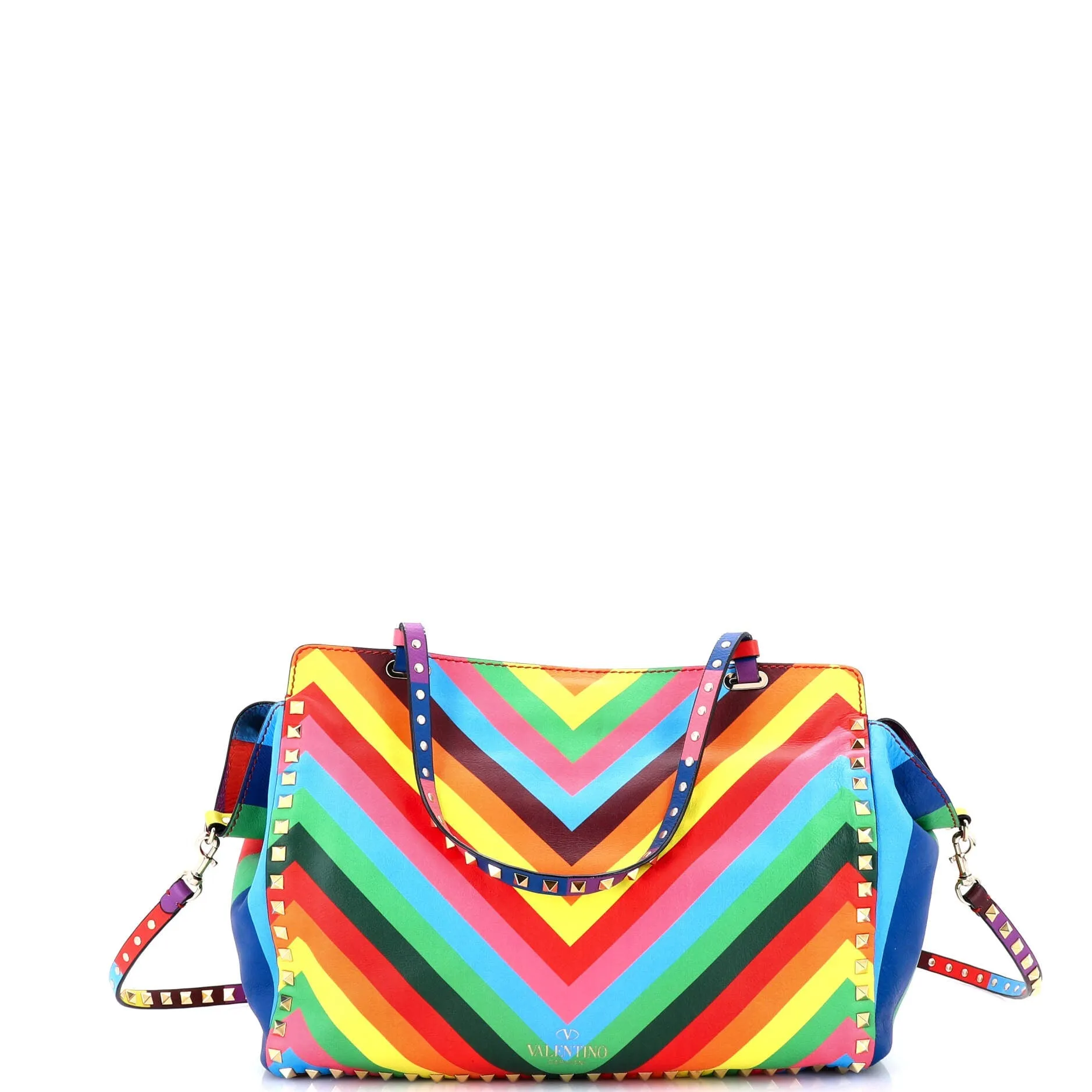 Rockstud 1973 Tote Striped Leather Medium