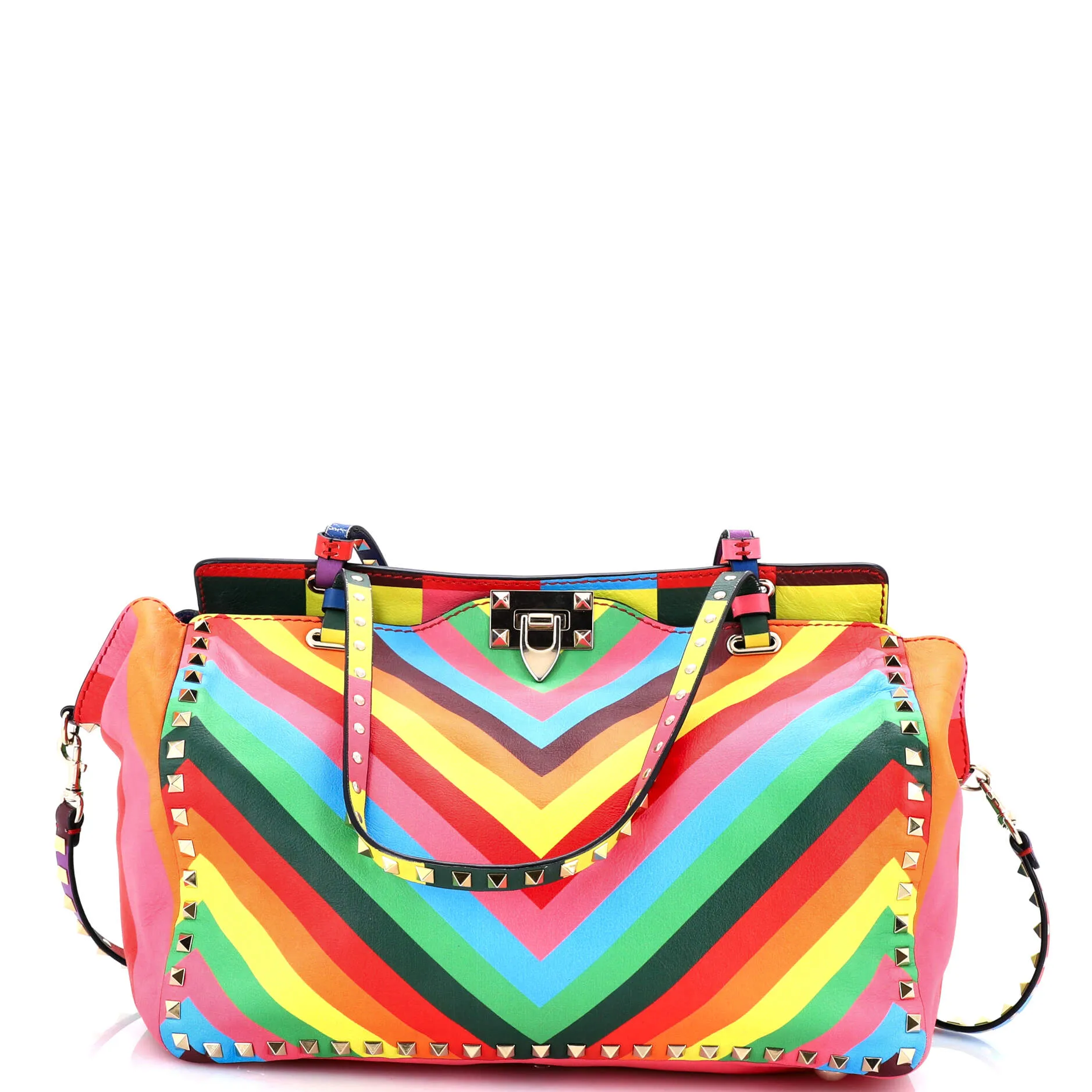 Rockstud 1973 Tote Striped Leather Medium