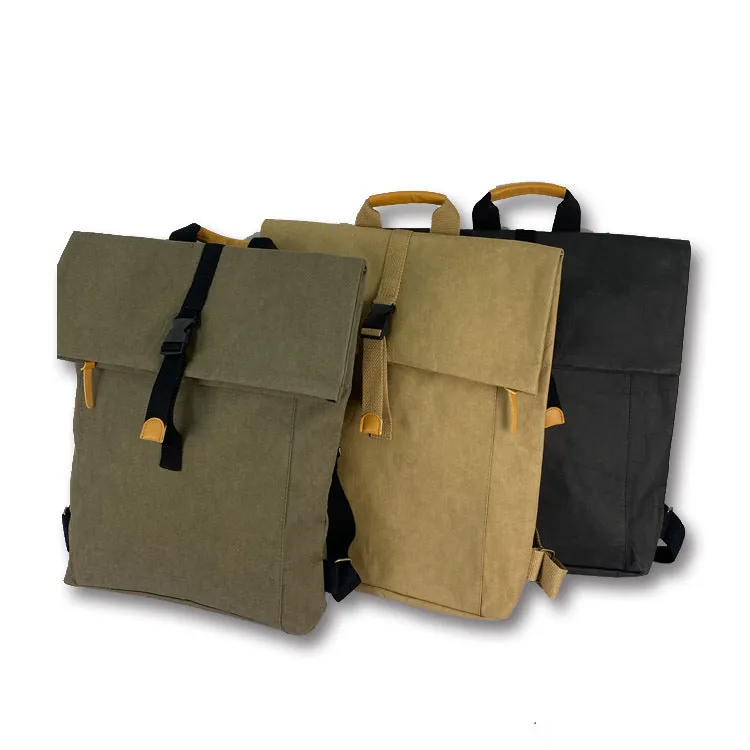 Roll Top Smart School Washable Kraft Paper Backpack