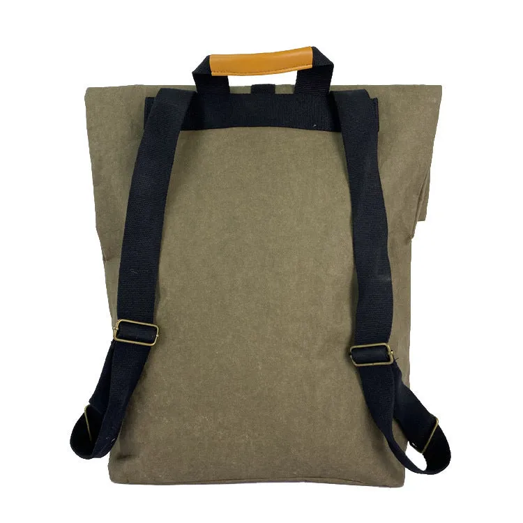 Roll Top Smart School Washable Kraft Paper Backpack