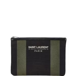 Saint Laurent  Canvas Leather Clutch Bag Pouch (Pre-Owned)