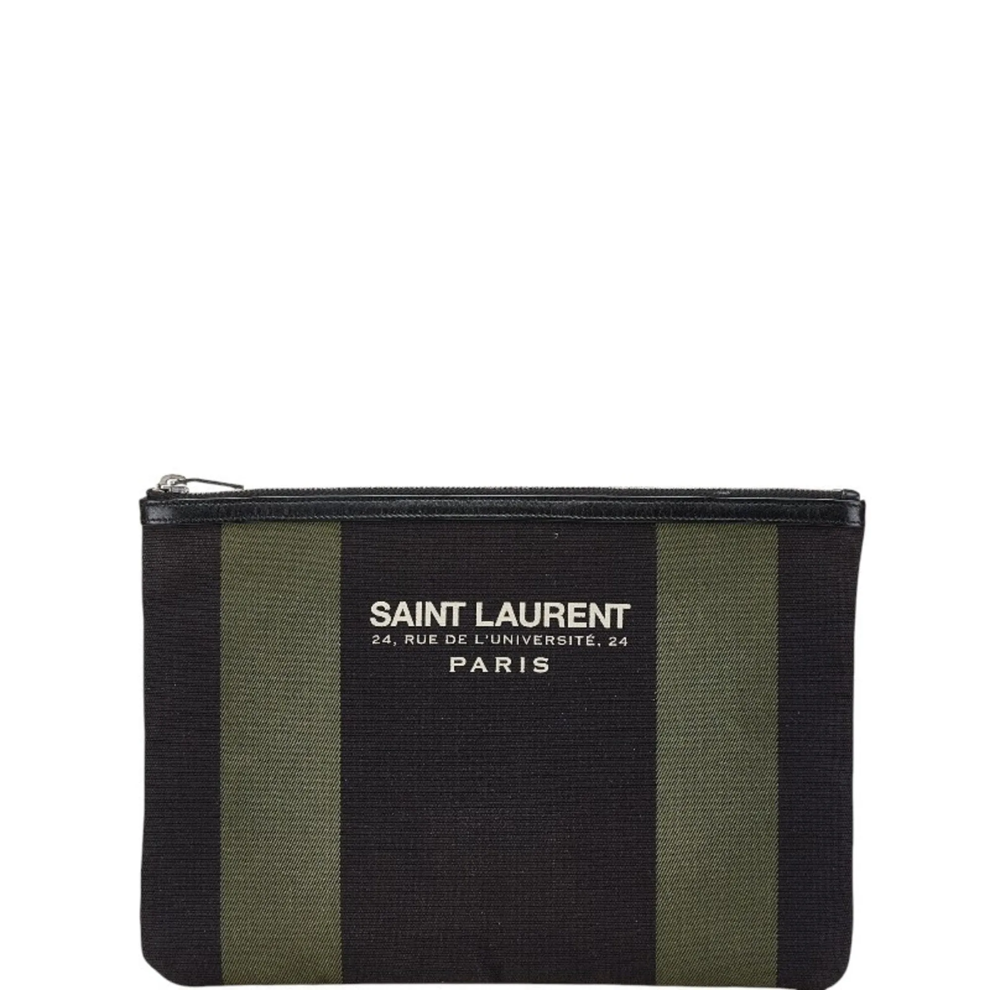 Saint Laurent  Canvas Leather Clutch Bag Pouch (Pre-Owned)