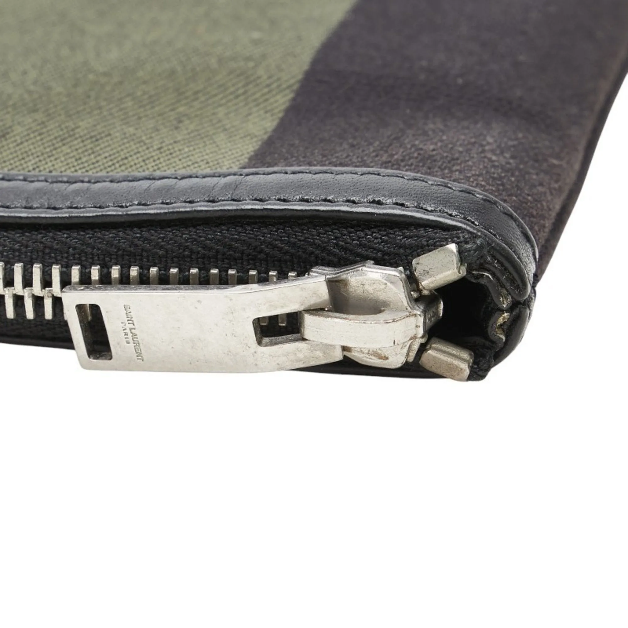 Saint Laurent  Canvas Leather Clutch Bag Pouch (Pre-Owned)