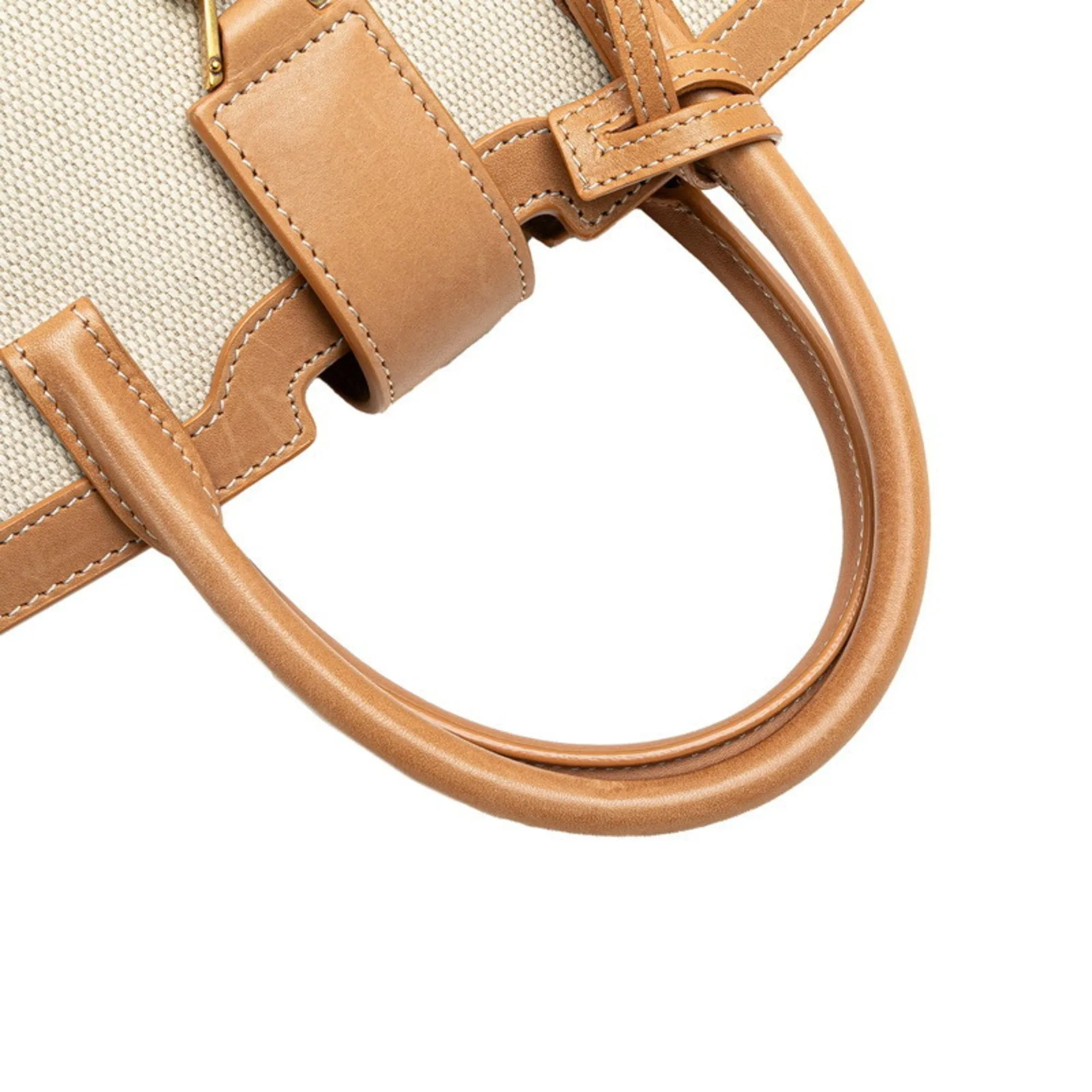 Saint Laurent  Leather Canvas Handbag (Pre-Owned)