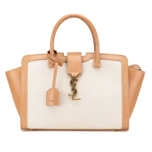 Saint Laurent  Leather Canvas Handbag (Pre-Owned)
