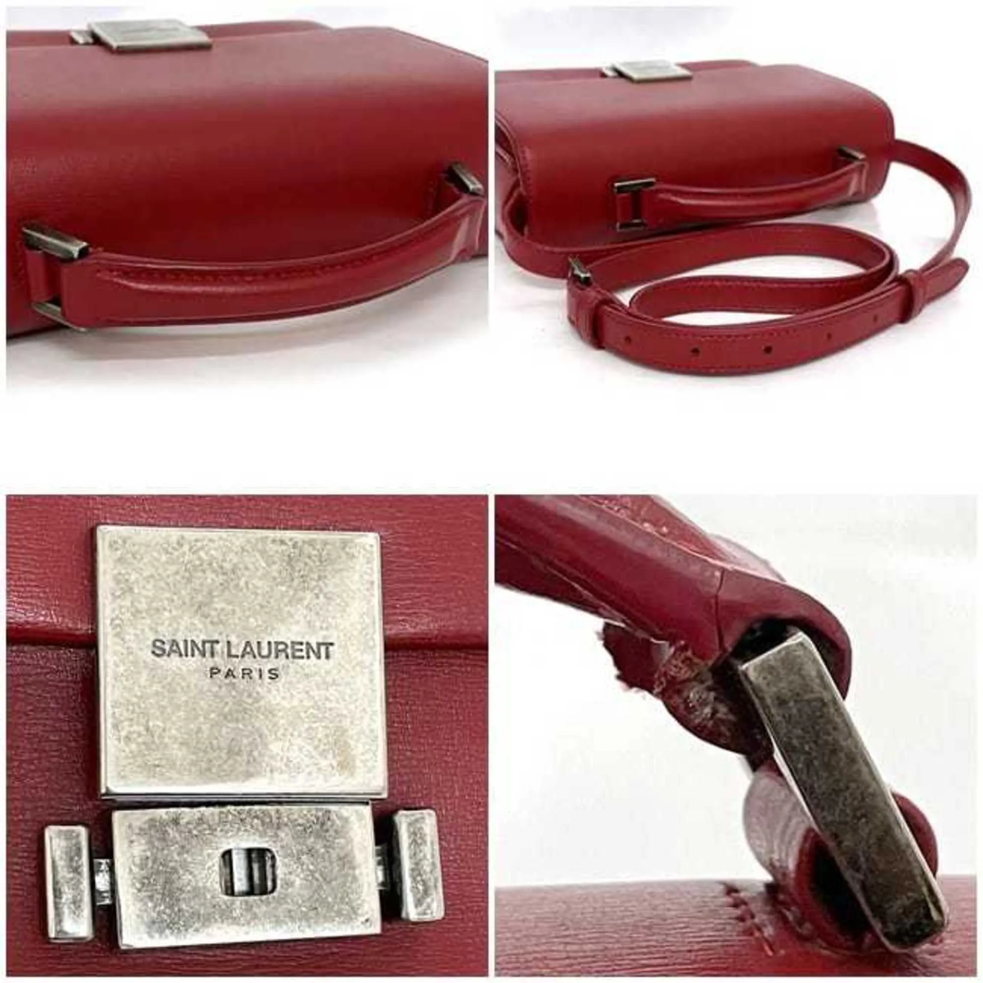 Saint Laurent Leather Clutch Bag Shoulder Bag (Pre-Owned)