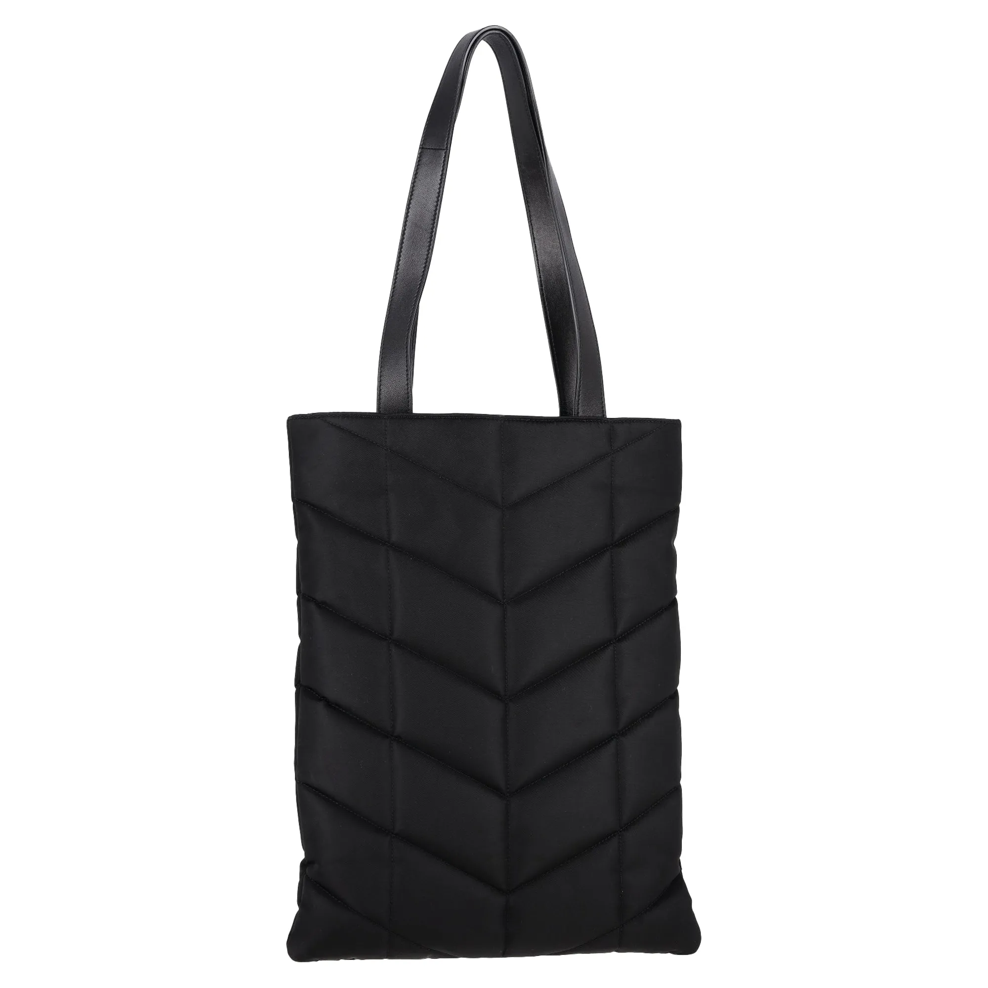 Saint Laurent Tall Puffer Tote Bag in Black Nylon