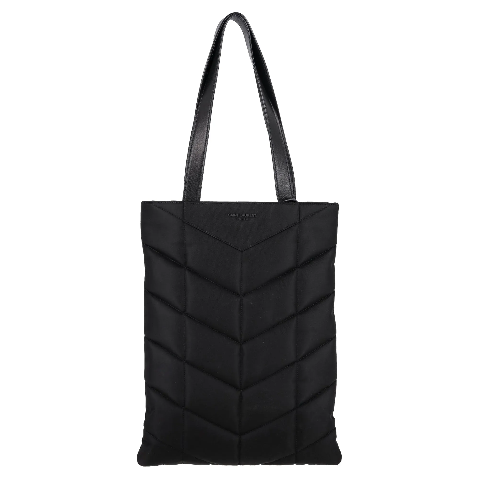 Saint Laurent Tall Puffer Tote Bag in Black Nylon