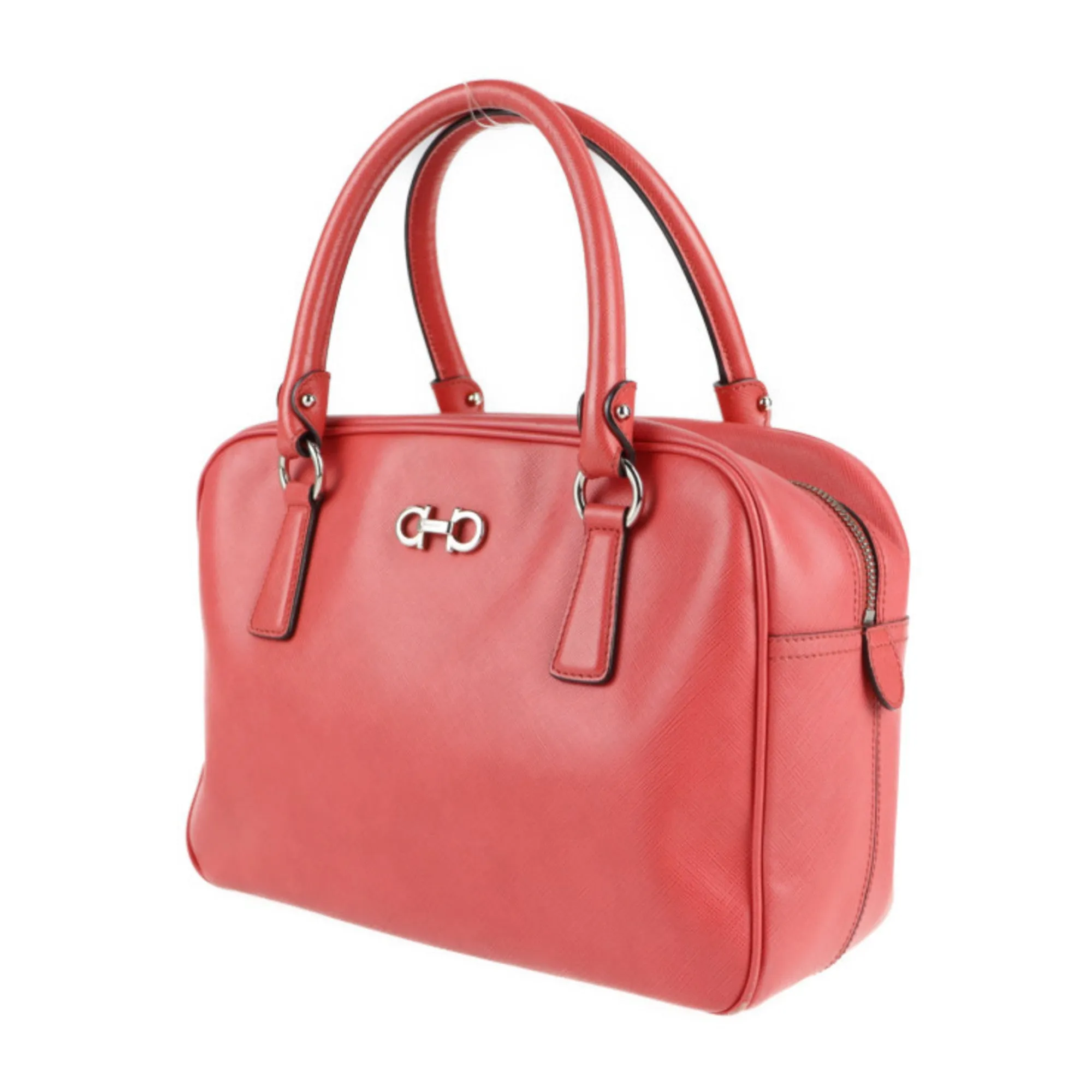 Salvatore Ferragamo Gancini  Leather Boston Bag Handbag Shopping Bag Tote Bag (Pre-Owned)
