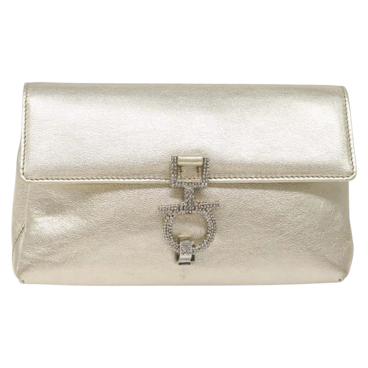 Salvatore Ferragamo Gancini Leather Clutch Bag (Pre-Owned)