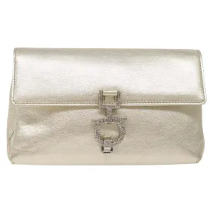 Salvatore Ferragamo Gancini Leather Clutch Bag (Pre-Owned)