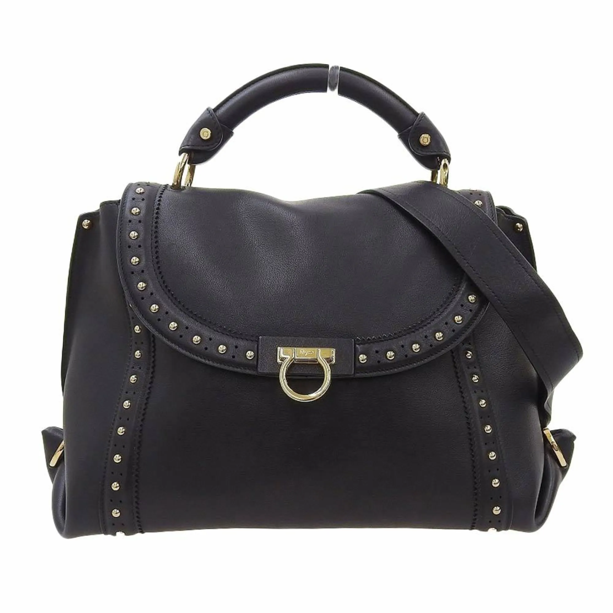 Salvatore Ferragamo Gancini  Leather Handbag (Pre-Owned)