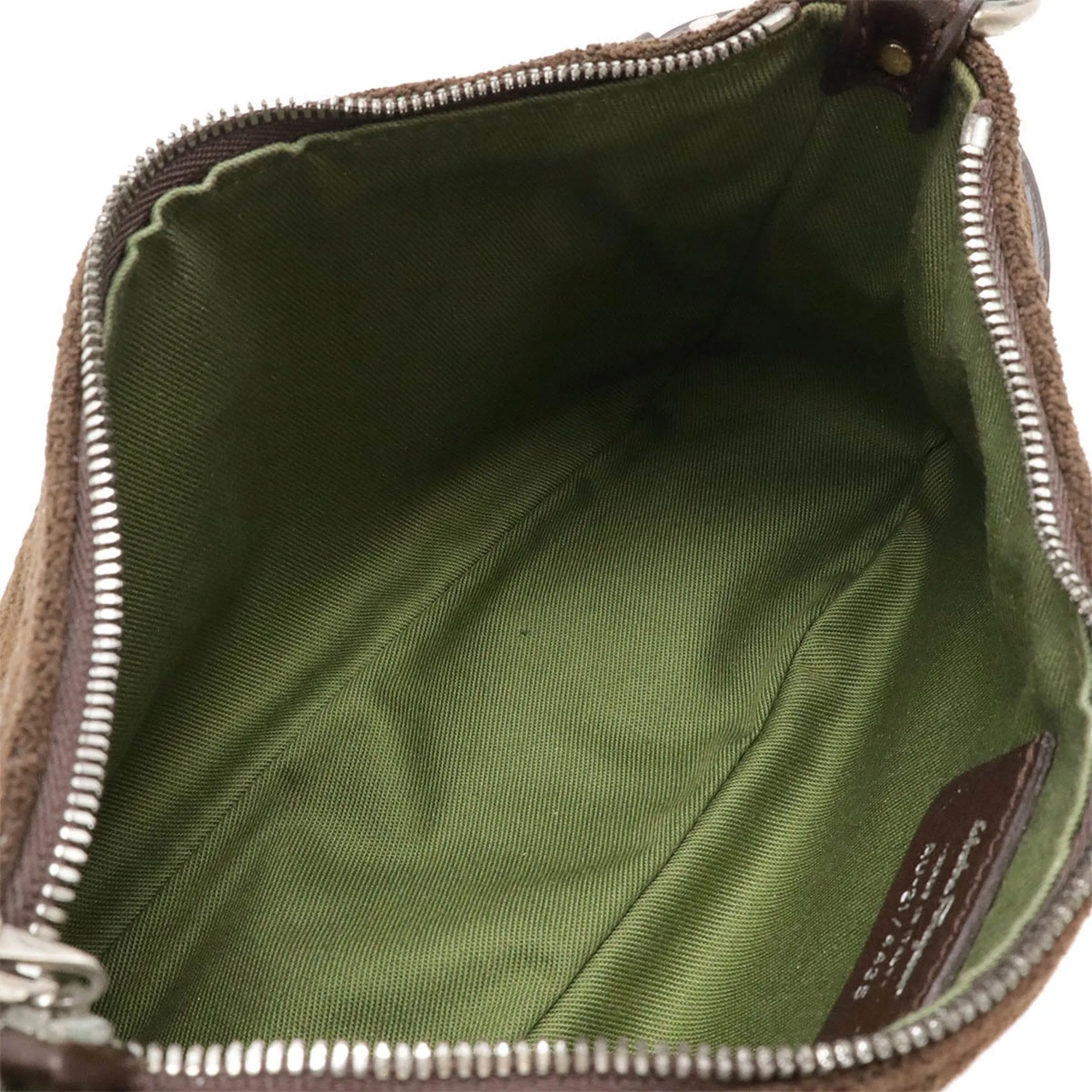 Salvatore Ferragamo Gancini Pile Fabric Leather Handbag (Pre-Owned)
