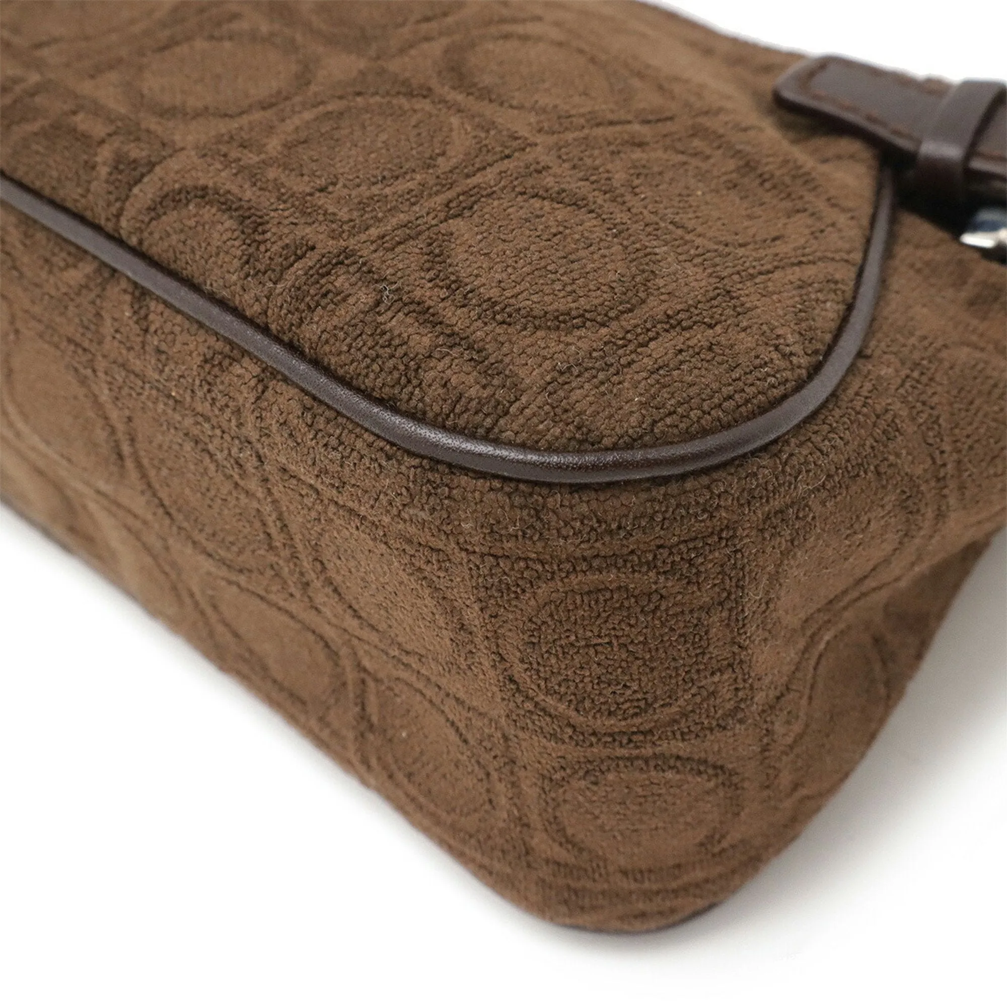 Salvatore Ferragamo Gancini Pile Fabric Leather Handbag (Pre-Owned)