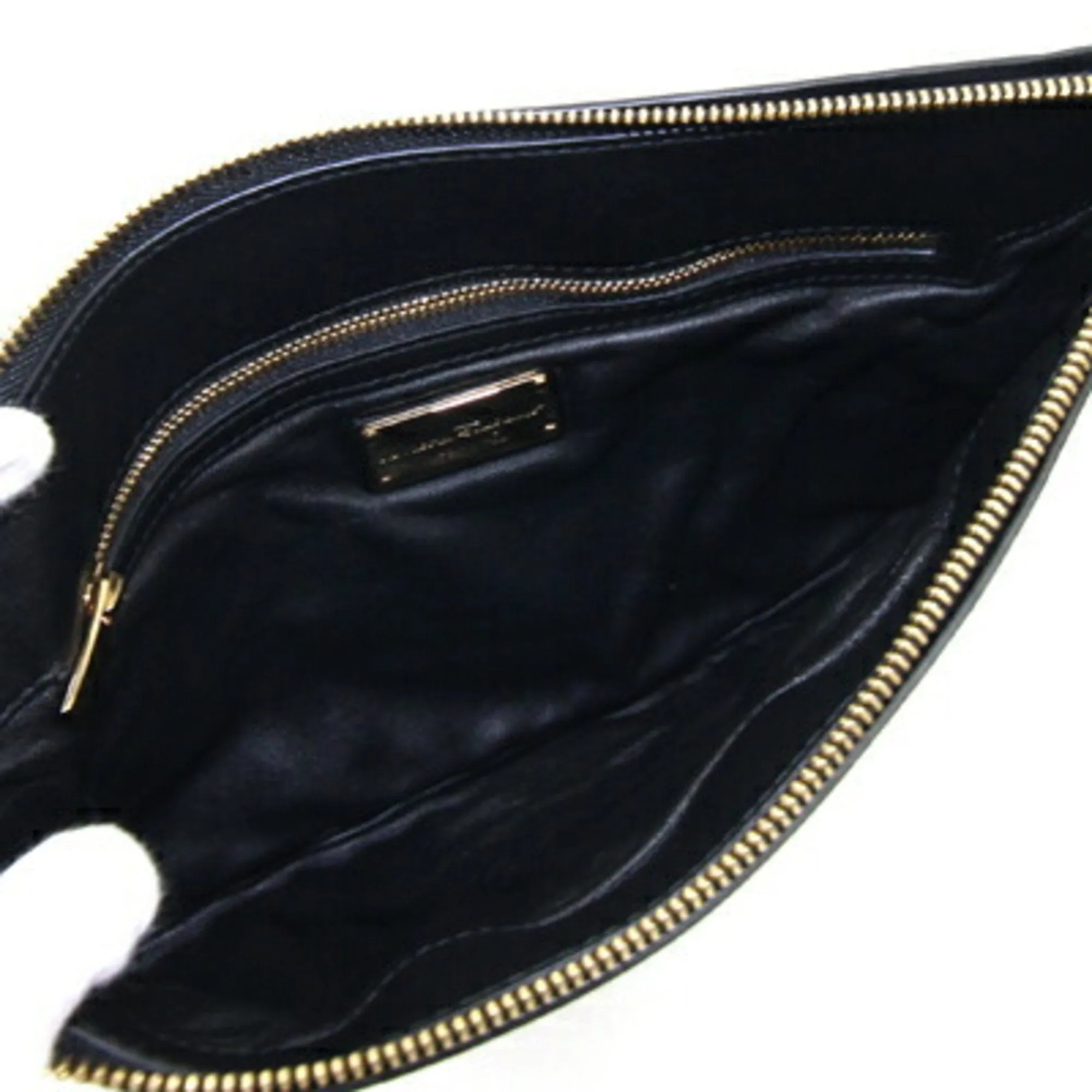 Salvatore Ferragamo Leather Clutch Bag Pouch (Pre-Owned)