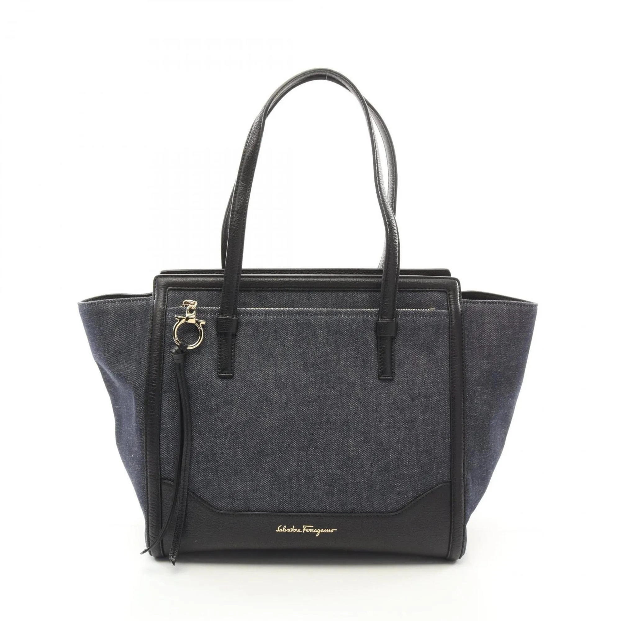 Salvatore Ferragamo Navy blue Leather Tote Bag (Pre-Owned)