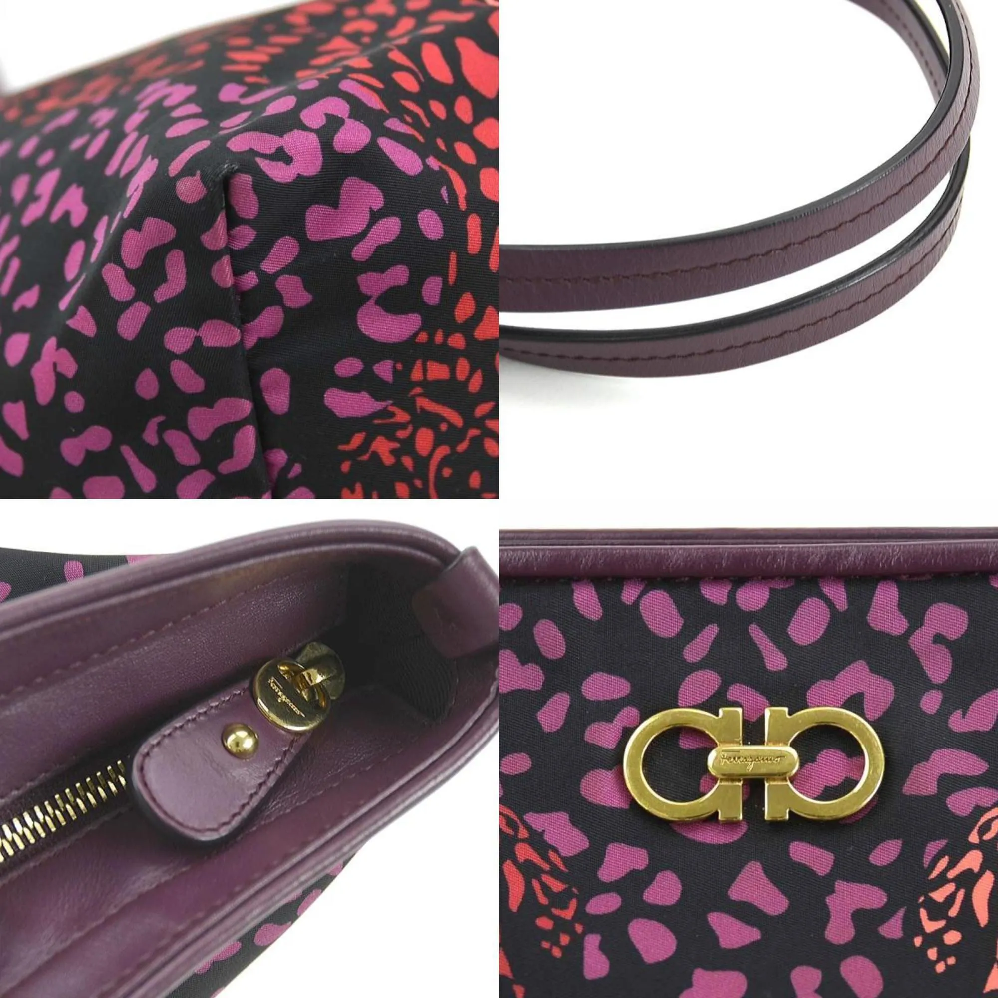 Salvatore Ferragamo    Nylon Leather Handbag Tote Bag (Pre-Owned)