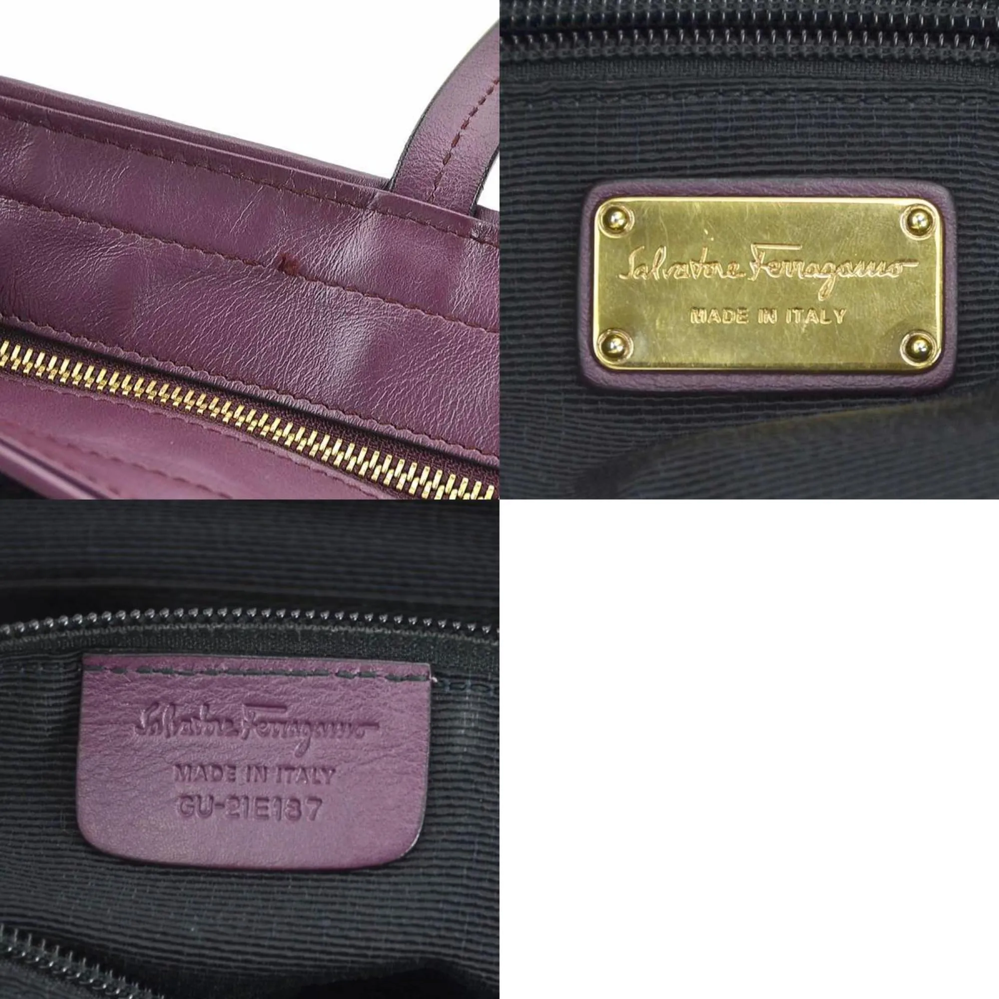 Salvatore Ferragamo    Nylon Leather Handbag Tote Bag (Pre-Owned)