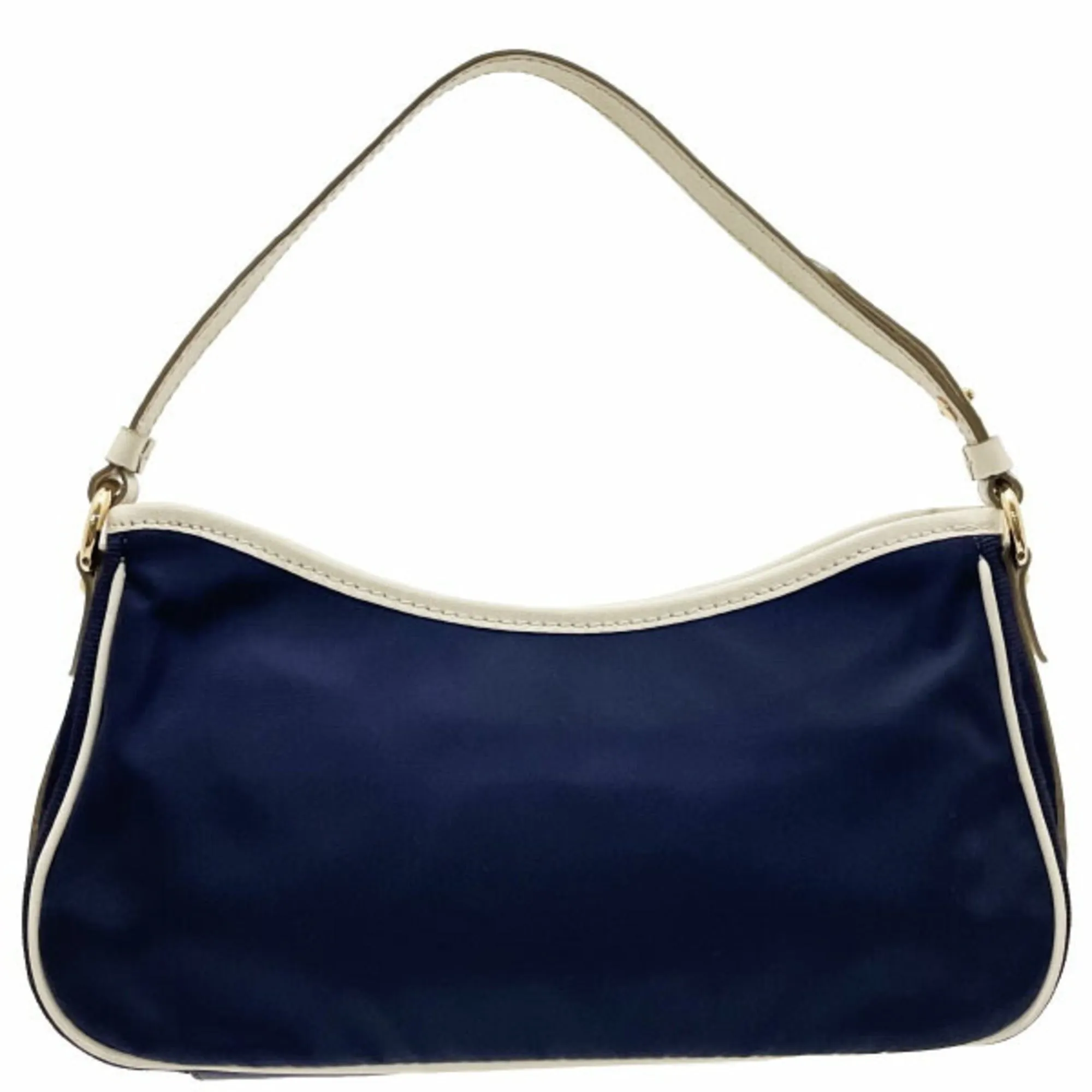 Salvatore Ferragamo Vara ivory Navy Nylon Fabric Leather Handbag (Pre-Owned)