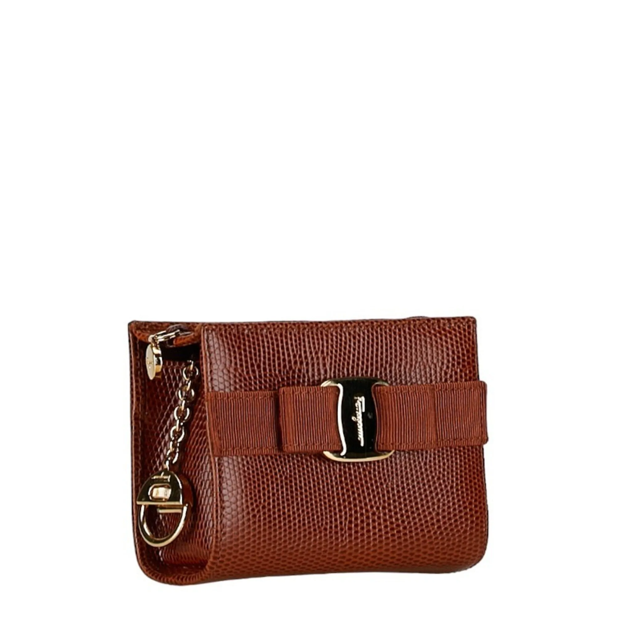 Salvatore Ferragamo Vara Leather Clutch Bag (Pre-Owned)