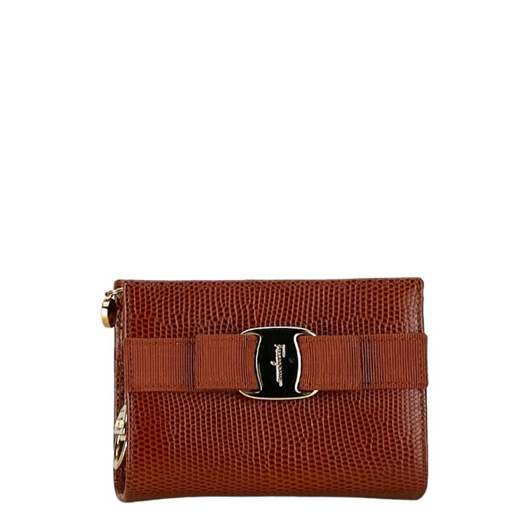 Salvatore Ferragamo Vara Leather Clutch Bag (Pre-Owned)