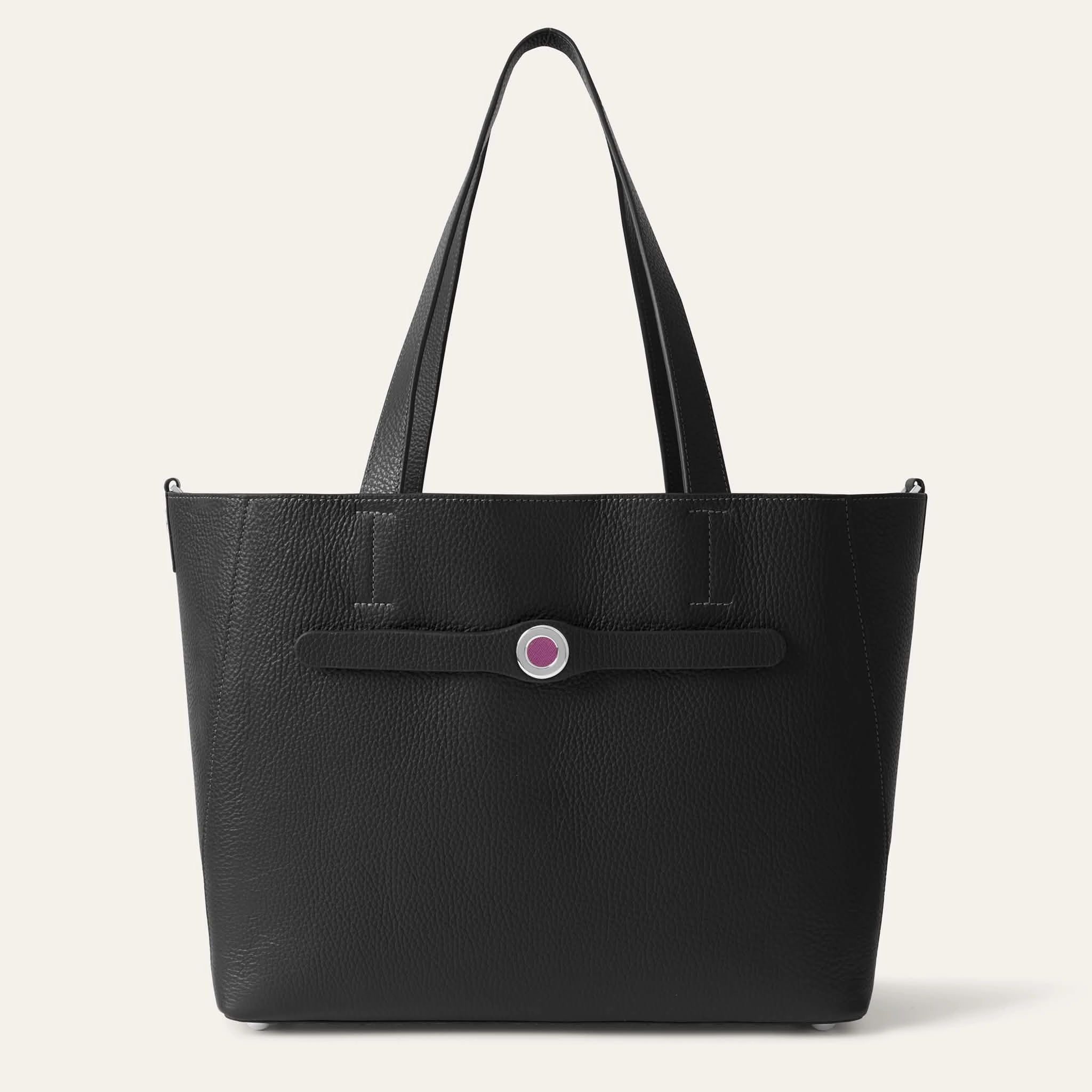 Sarah Tote | Black with Silver hardware