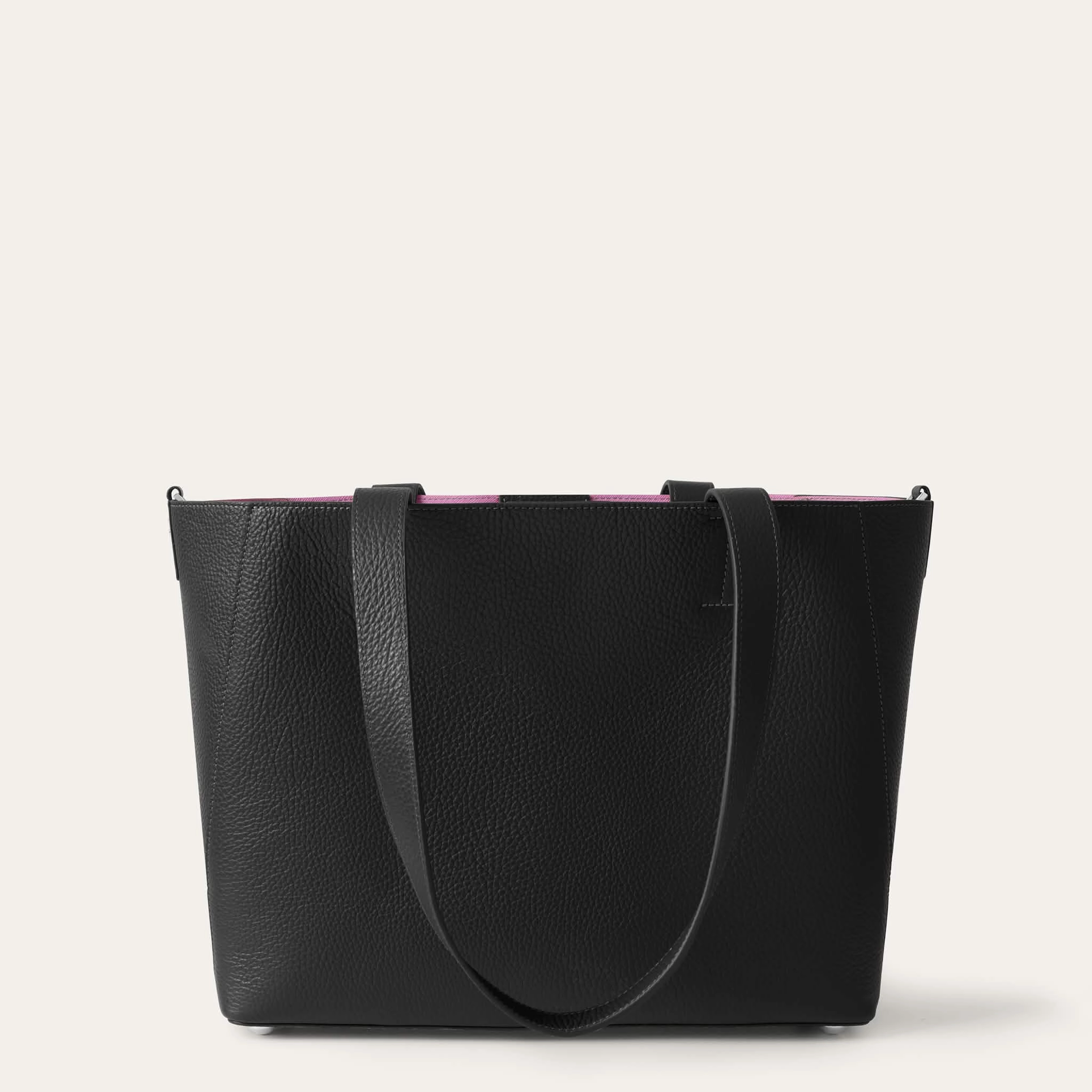 Sarah Tote | Black with Silver hardware