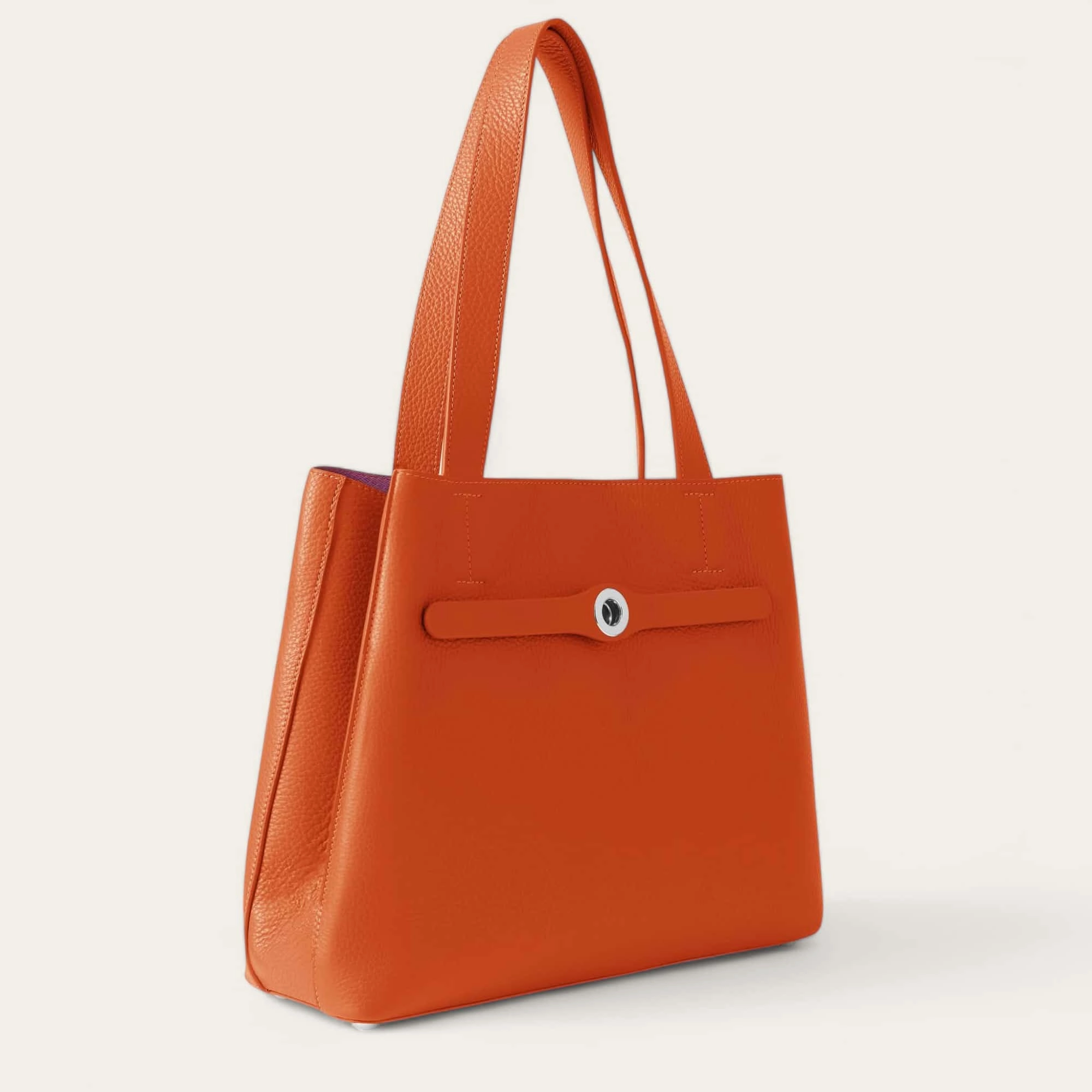 Sarah Tote | Tangerine with Silver hardware