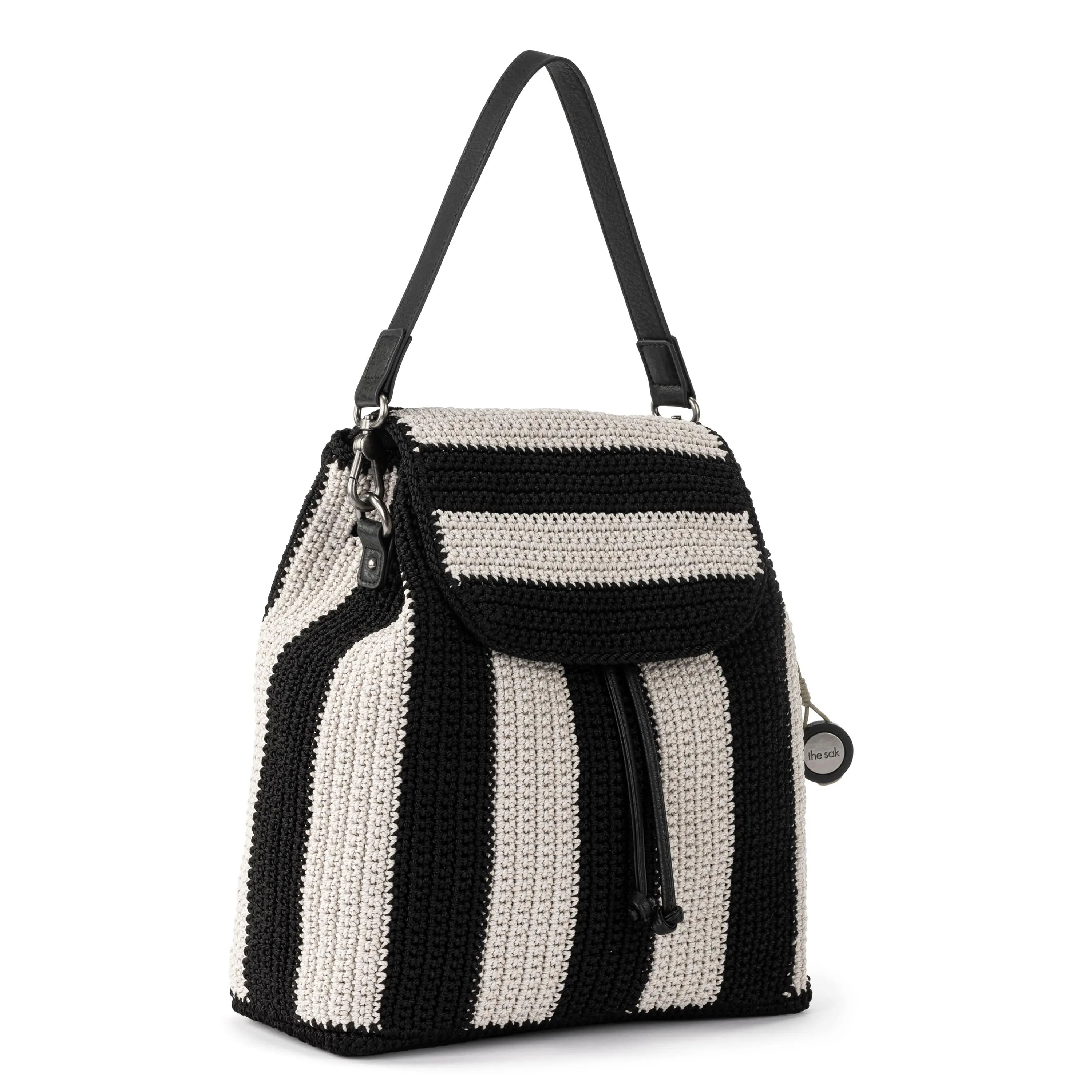 Sayulita Backpack - Hand Crochet - Black Stripe