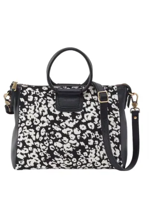 Sheila Medium Satchel Bag In Black & White Leopard
