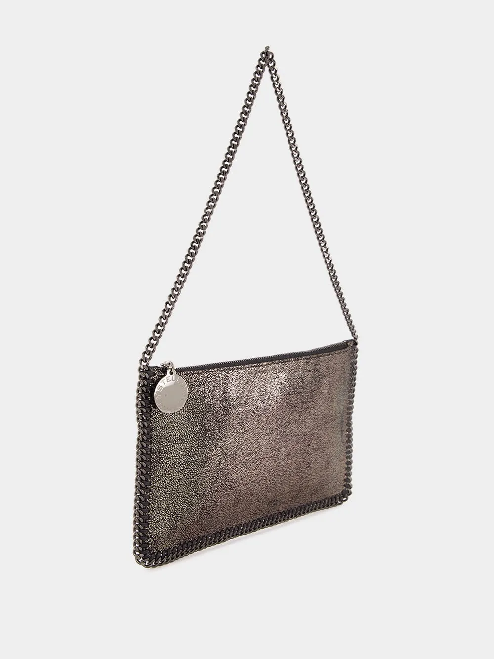 Silver Eco Shiny Chamois Pochette with Chain