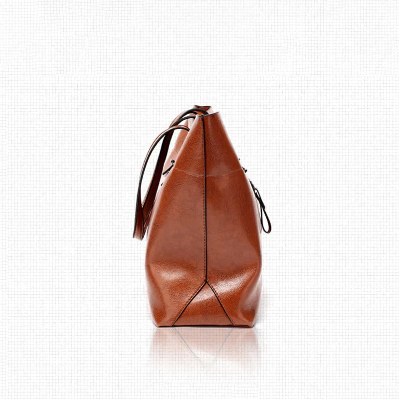 Simple Elegant Large Capacity PU Leather Tote Handbag