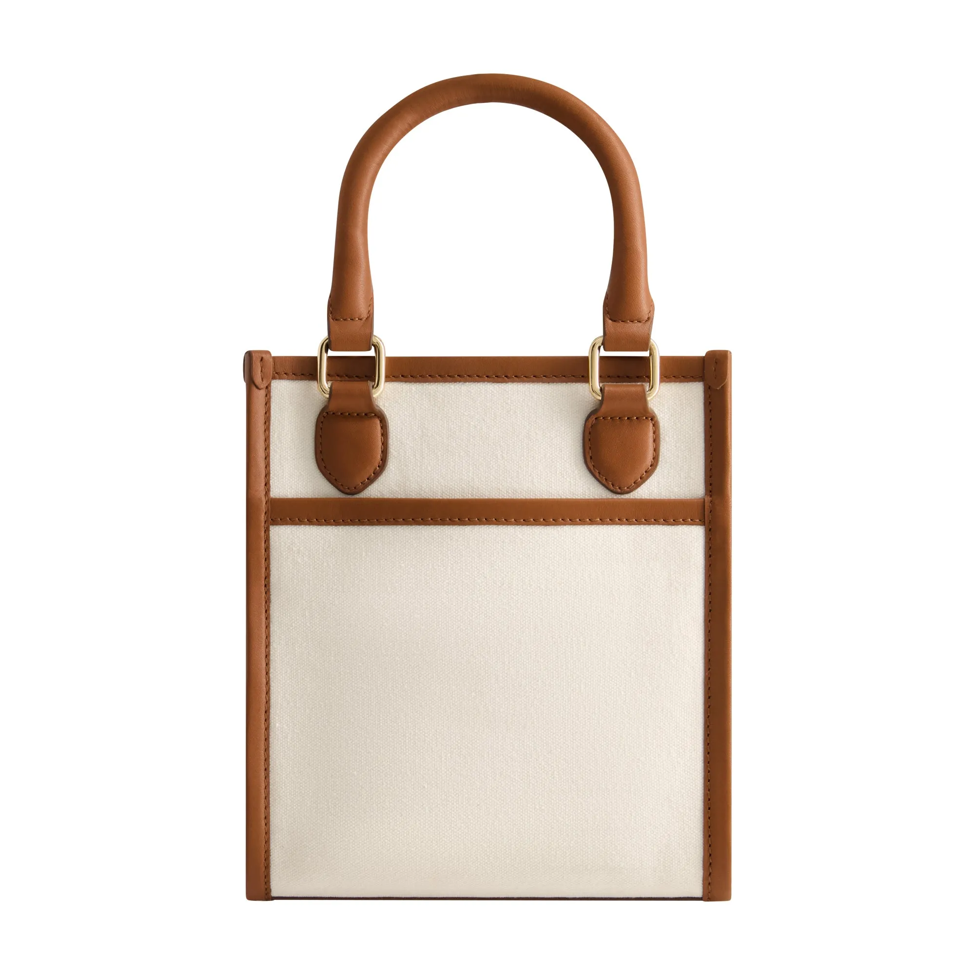 Solid Canvas North South Tote with Leather Trim