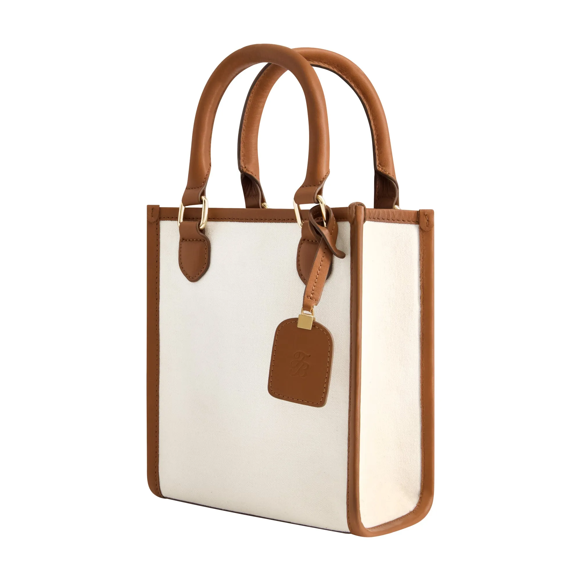 Solid Canvas North South Tote with Leather Trim