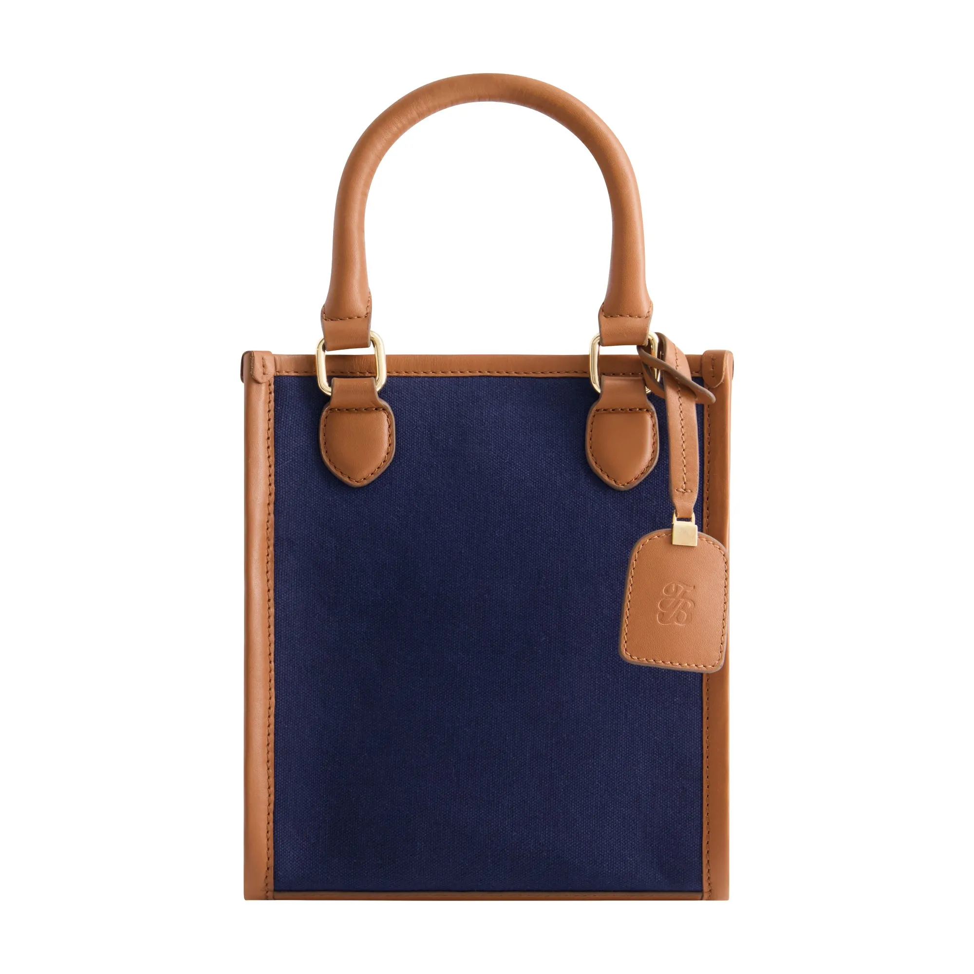 Solid Canvas North South Tote with Leather Trim