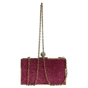Sophia Webster Clara Crystal Box Clutch in Pink and Gold Crystal and Metal